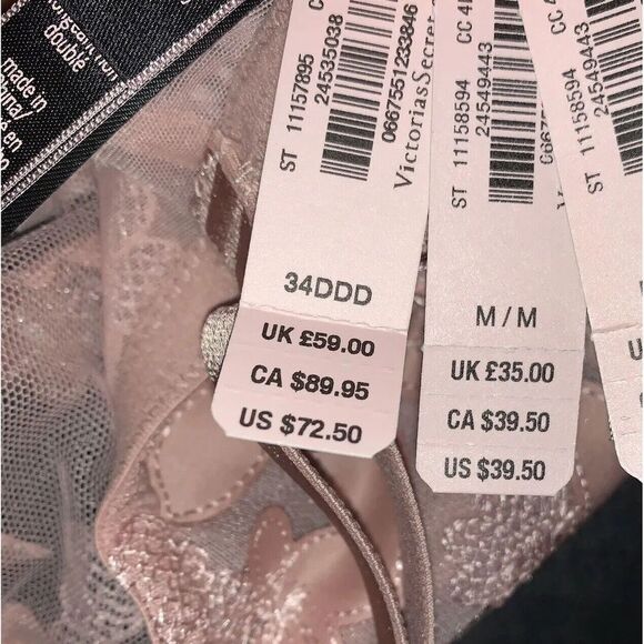 Victoria's Secret unlined 32DDD,34DDD,36DD BRA SET M dusty pink taupe APPLIQUÉ - Picture 4 of 4